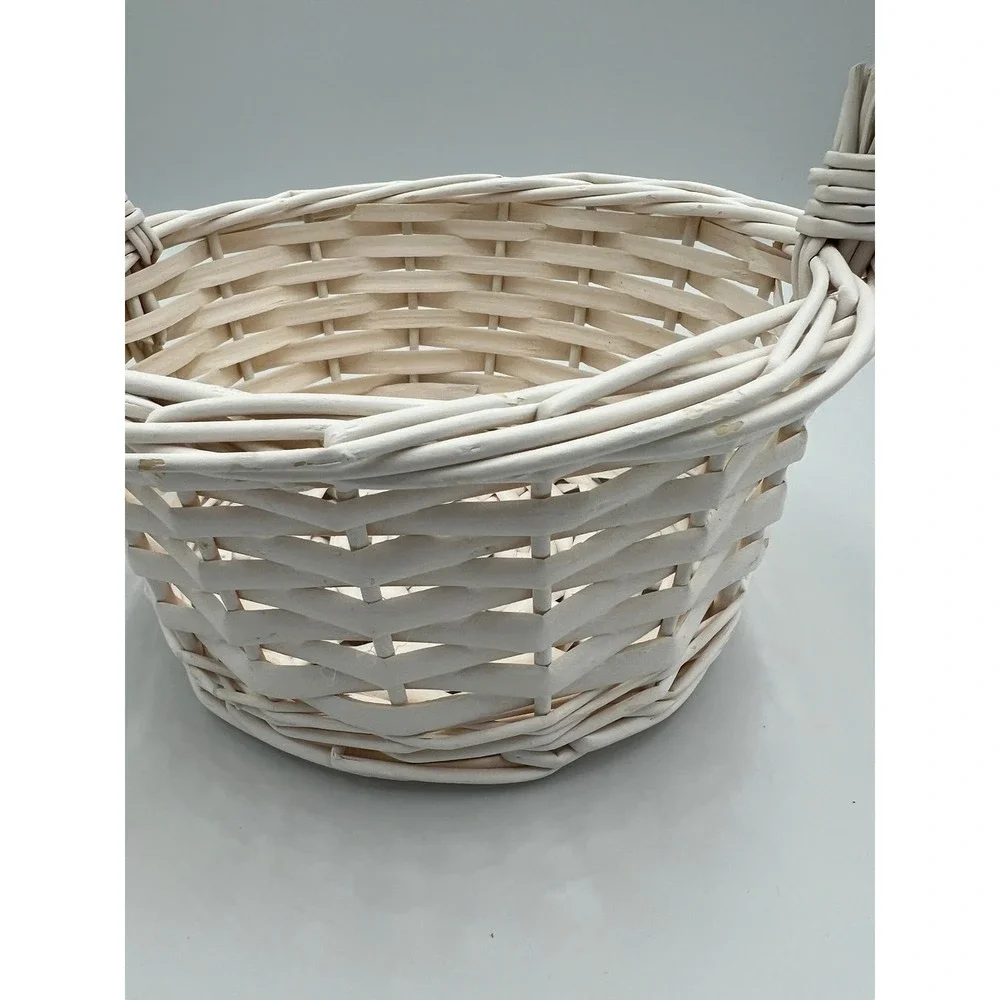 Woven Wicker Basket Kids OS White NWOT Easter Flower Girl Handle
